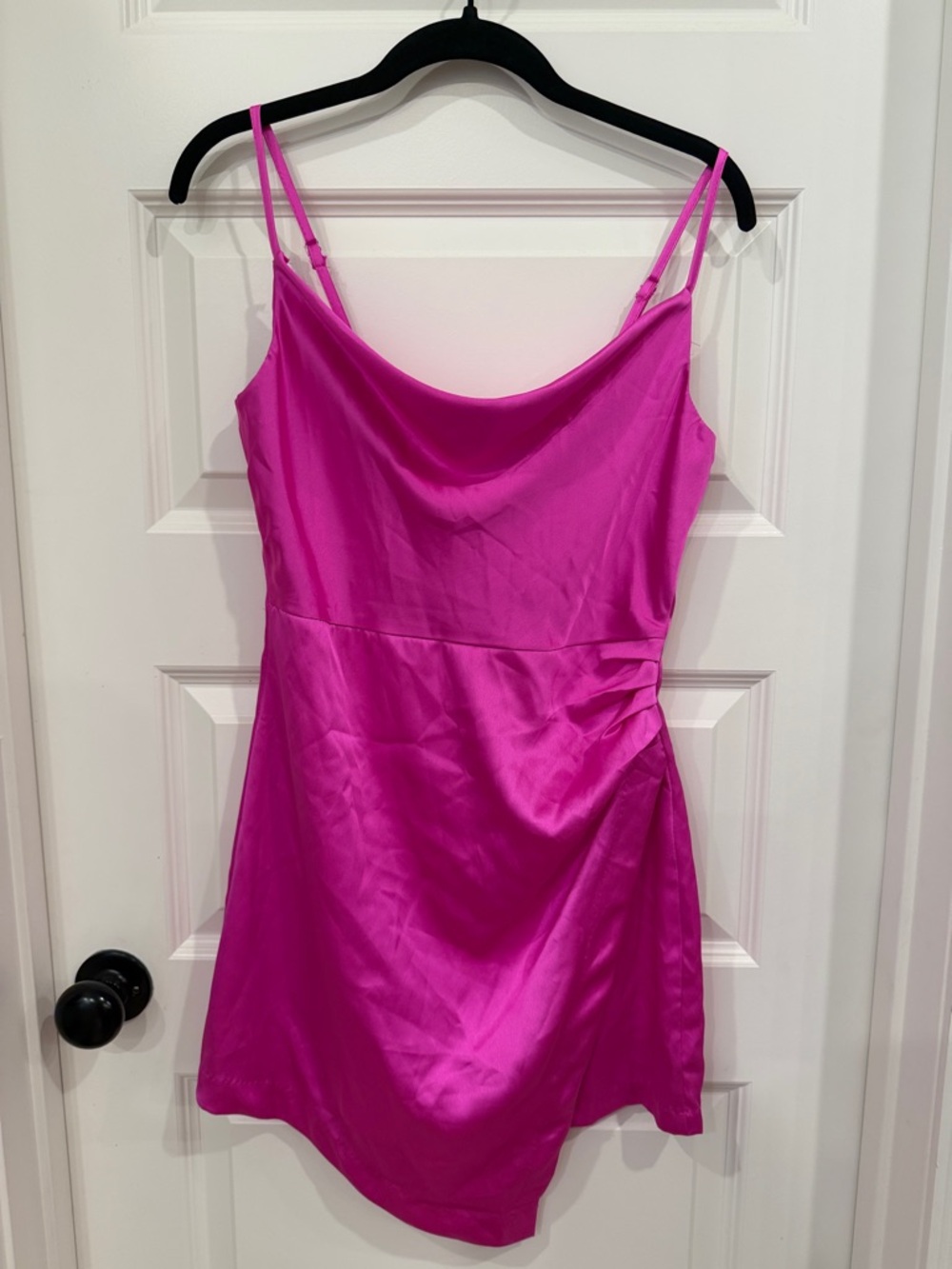 Satin Slip Dress - Hot Pink